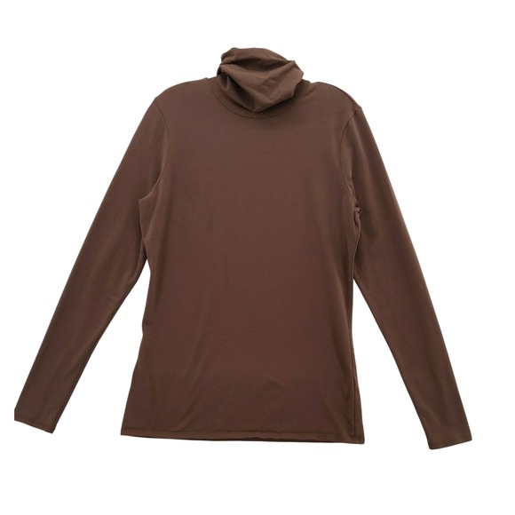Peruvian Connection Turtleneck Long‎ Sleeve Top Pima Cotton Brown L - Picture 1 of 8